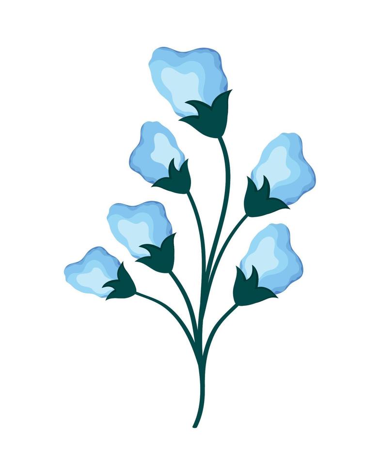 blue flowers decoration vector