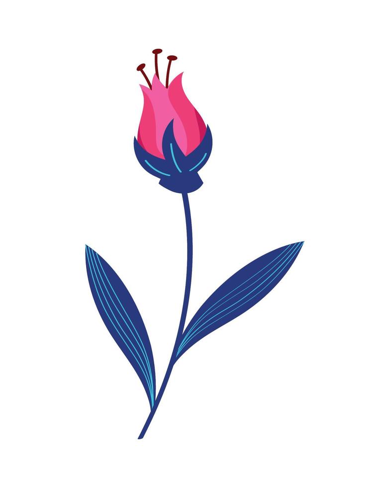 pink flower and leafs vector