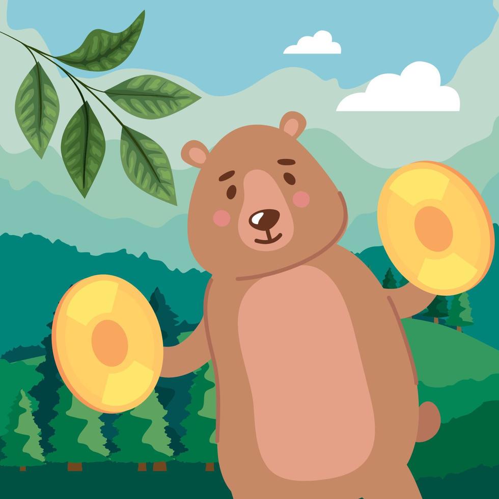 bear playing cymbals vector