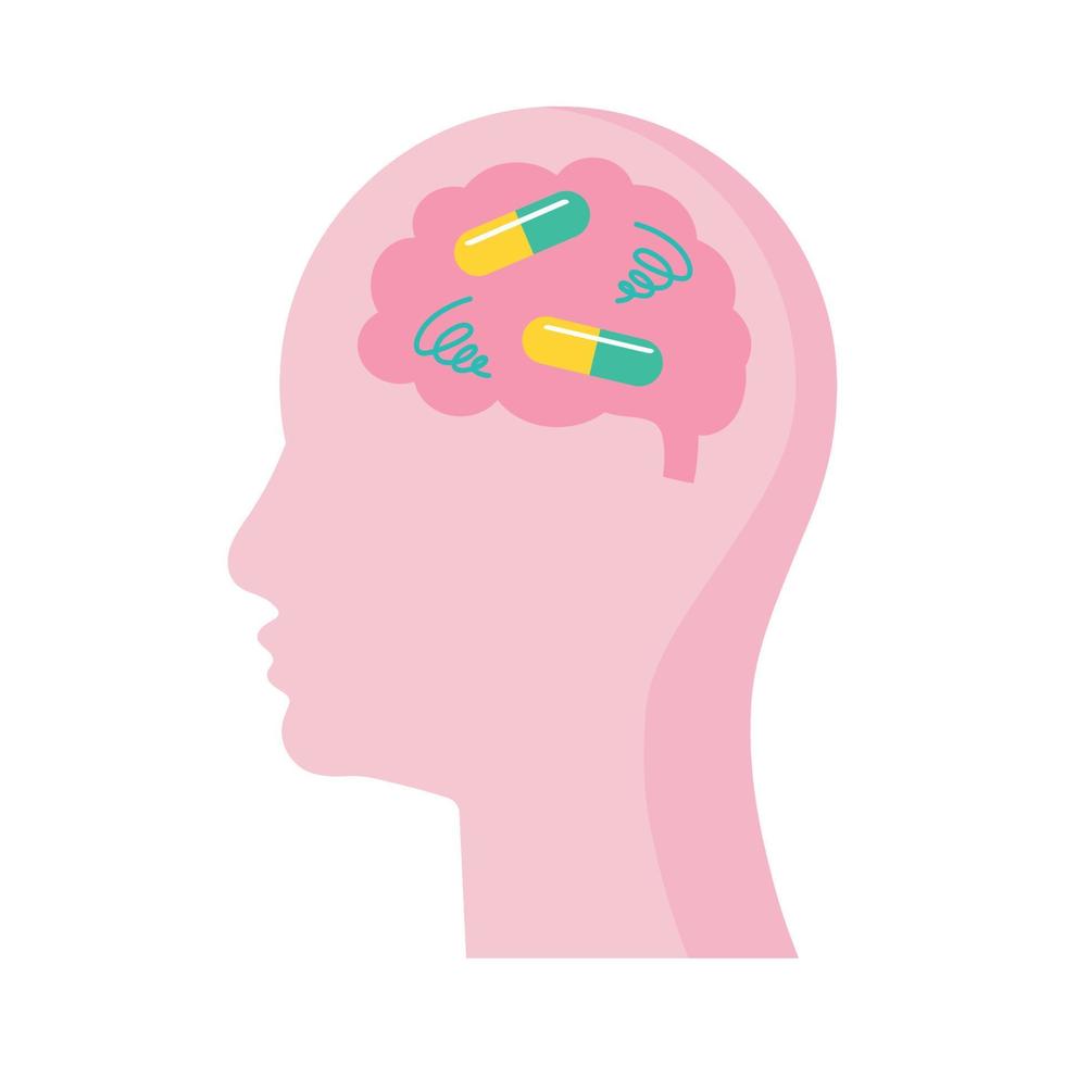 profile with capsules in brain vector