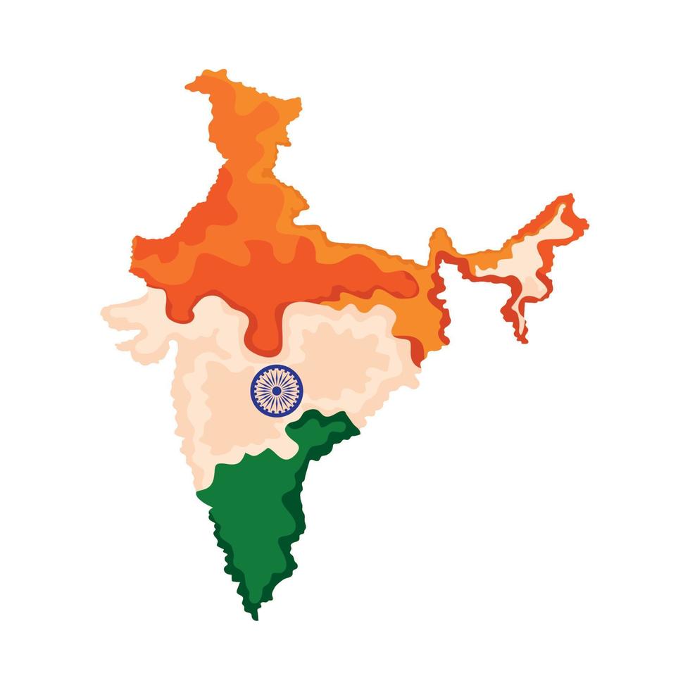 india flag in map vector