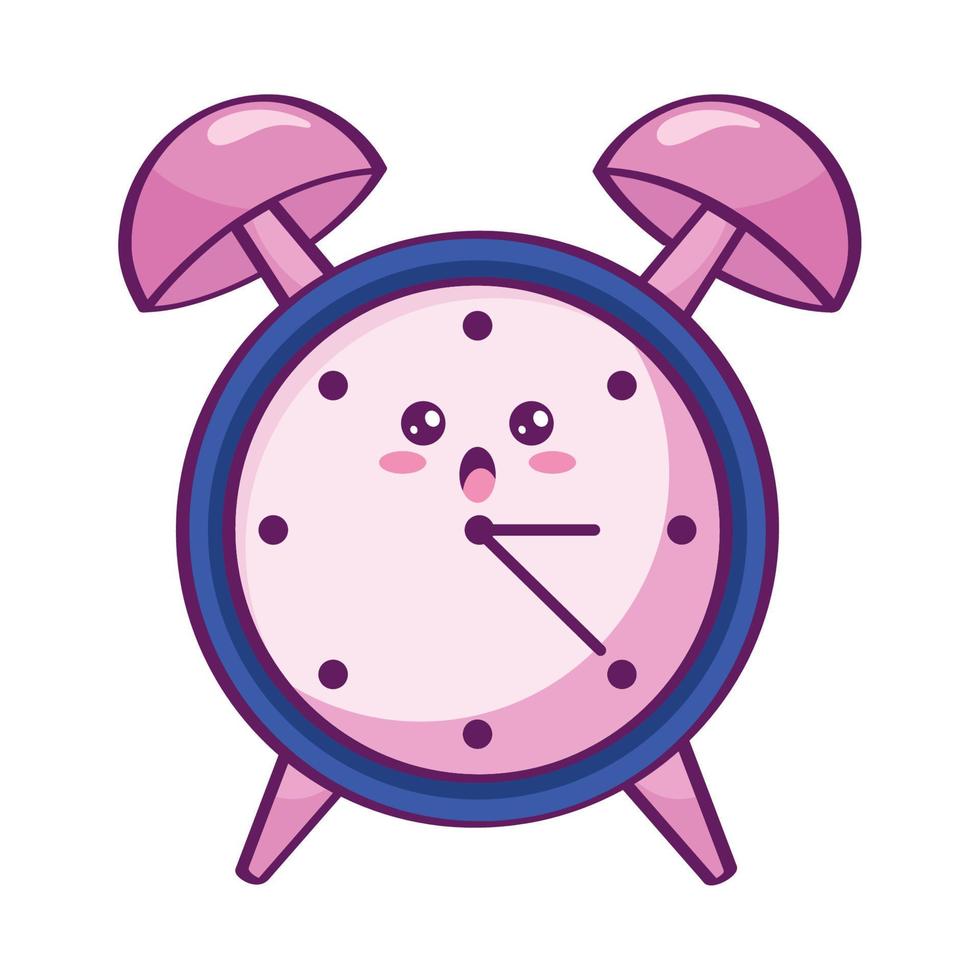 alarm clock kawaii style vector