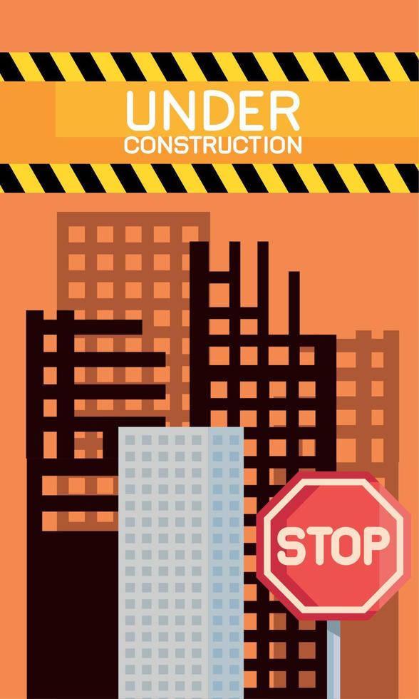 under construction label and stop vector