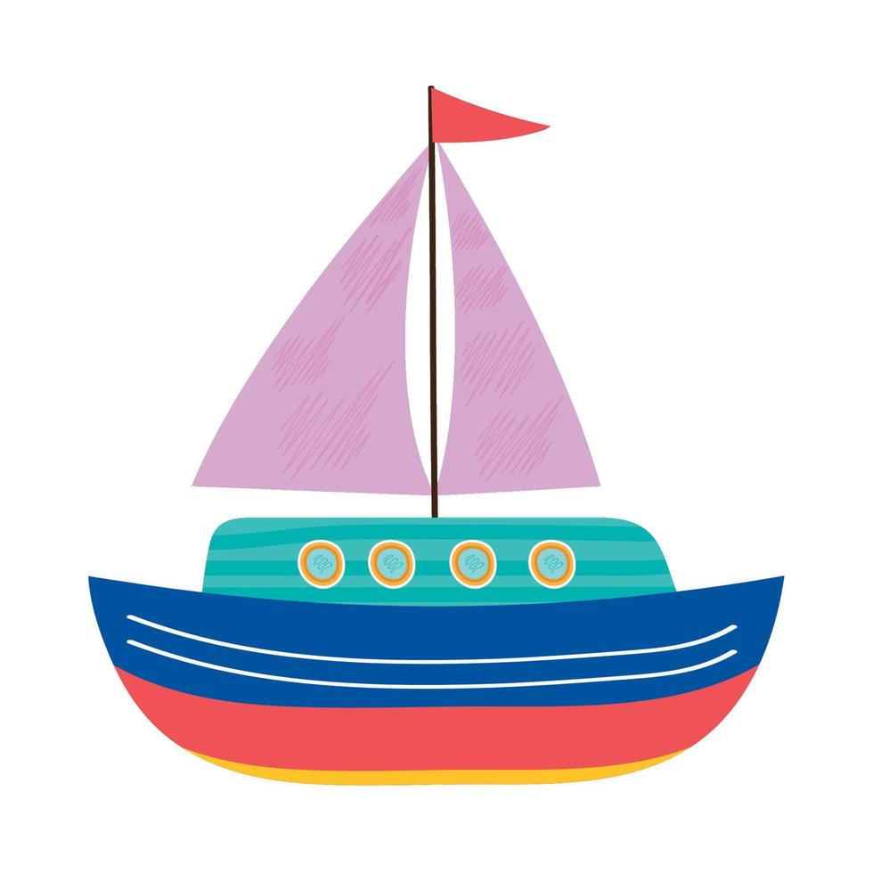 cute red sailboat vector