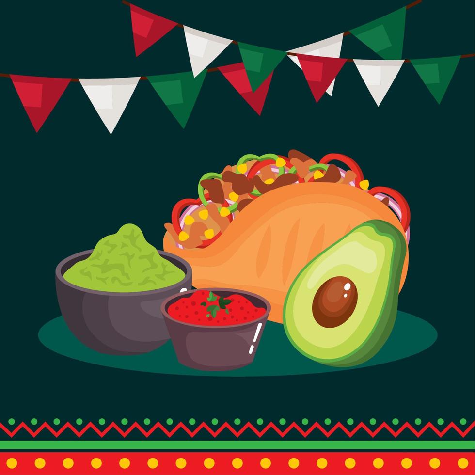 mexican celebration with tacos vector