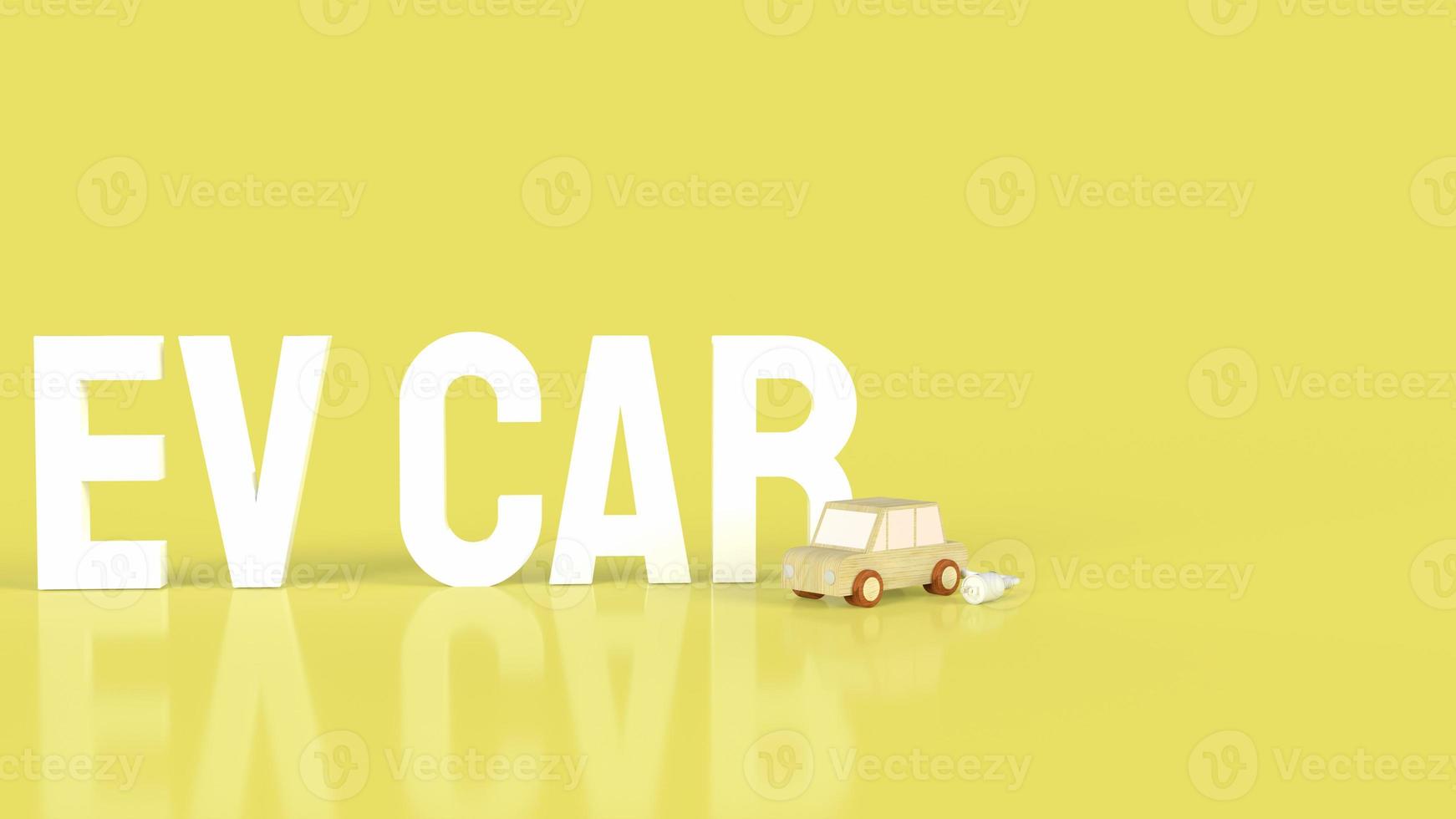 The wooden car and AC power plugs for electric car or ev car content 3d rendering photo