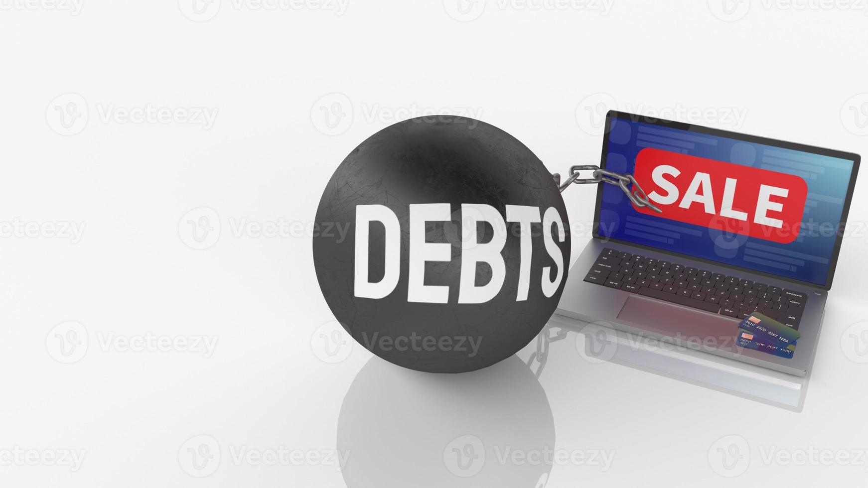 notebook and Debts metal ball 3d rendering  for Financial concept photo