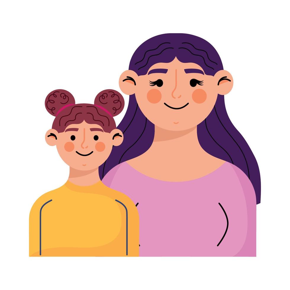 mother with daughter vector