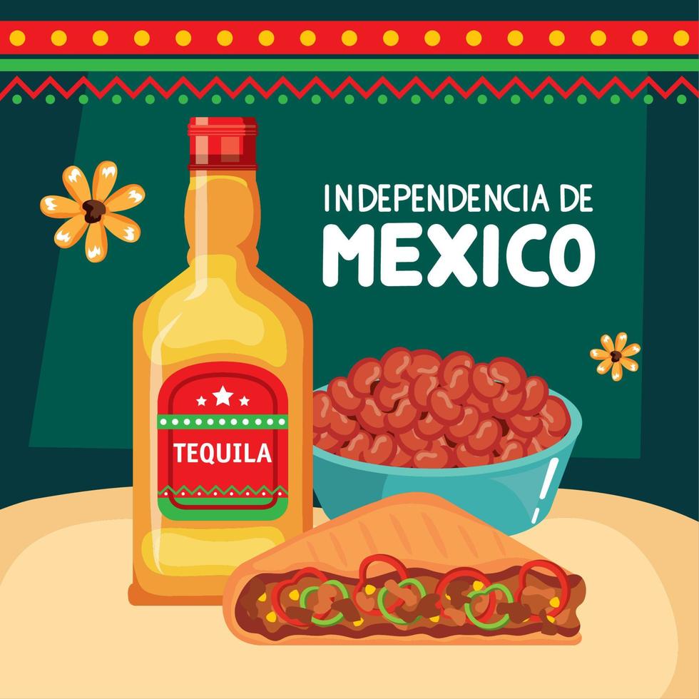 letras de independencia de mexico con comida vector