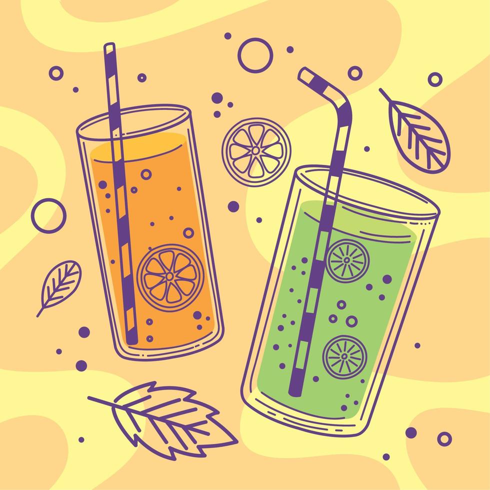 citrus fruits detox drinks vector