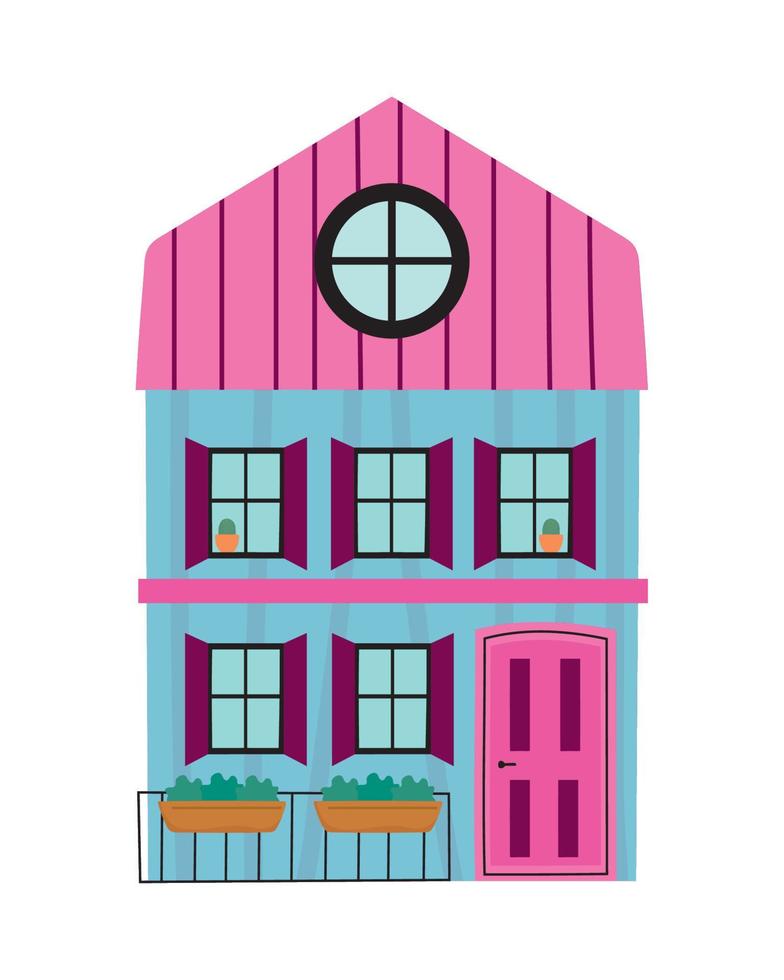 building with pink roof vector