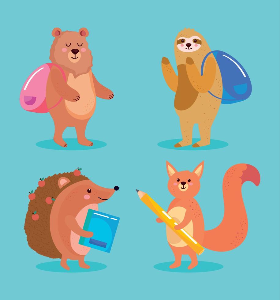 four animals students vector