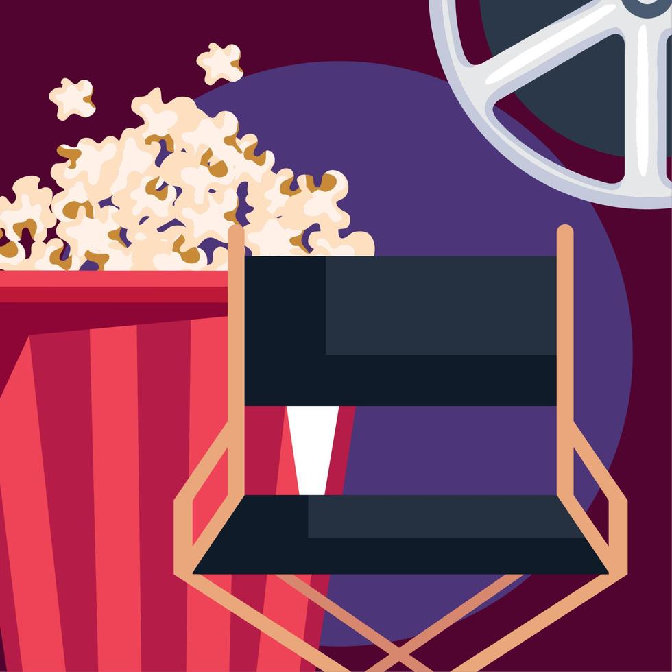 director chair and pop corn vector
