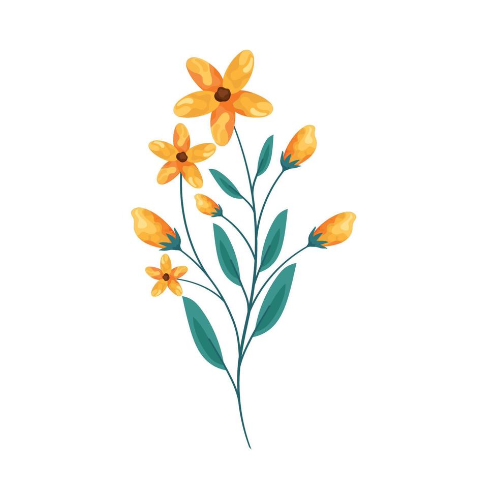 rama con flores amarillas vector