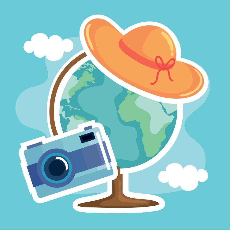 world map and camera vector