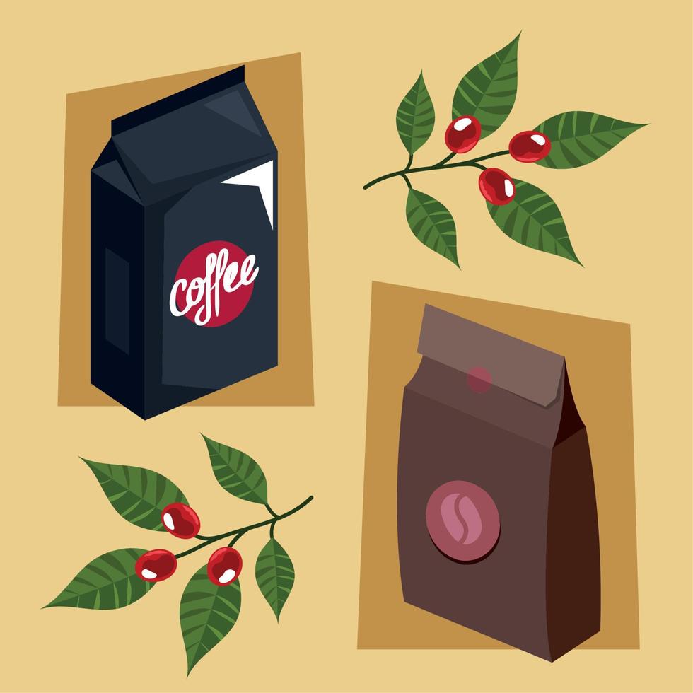 coffee isometric bags packings vector