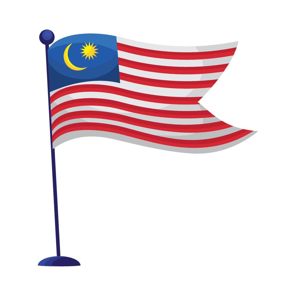 malaysia flag waving in pole vector