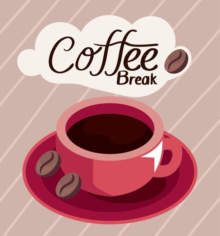 coffee break lettering with isometric cup vector