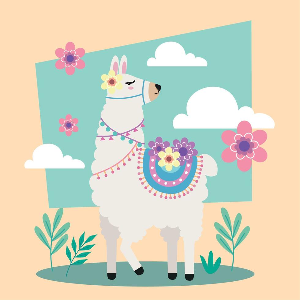 dulce llama con nubes vector