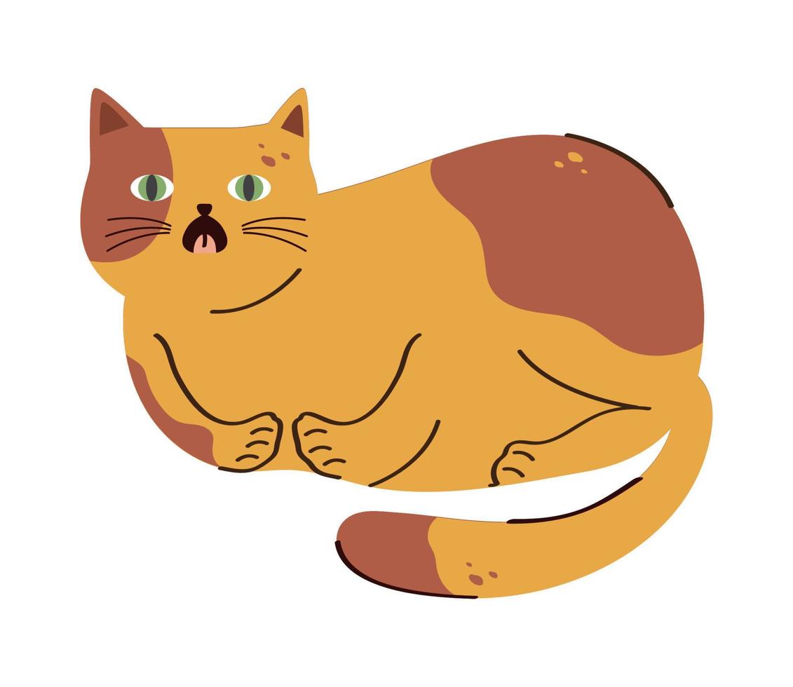 lindo gato mascota amarilla vector