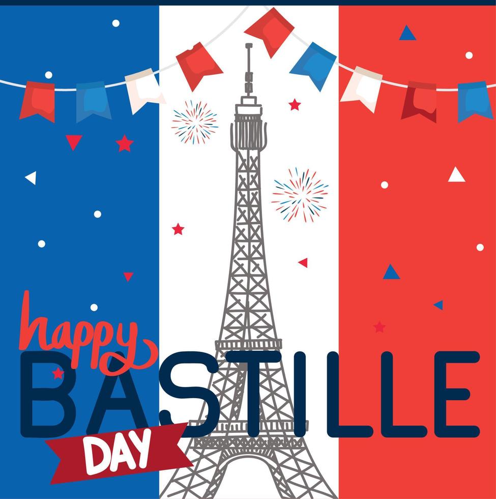 happy bastille day celebration vector