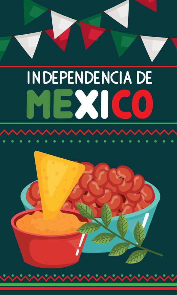 independencia de mexico lettering with nachos vector