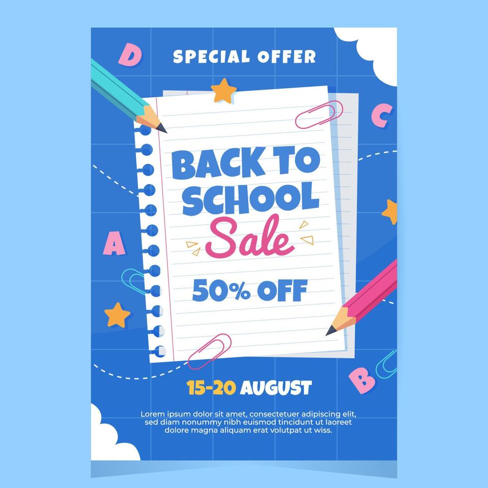 Back to School Special Offer Sale Poster Template vector
