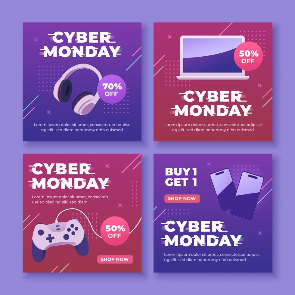 plantilla de publicación de redes sociales de cyber monday vector