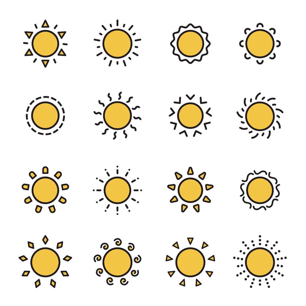 conjunto de iconos de sol vector