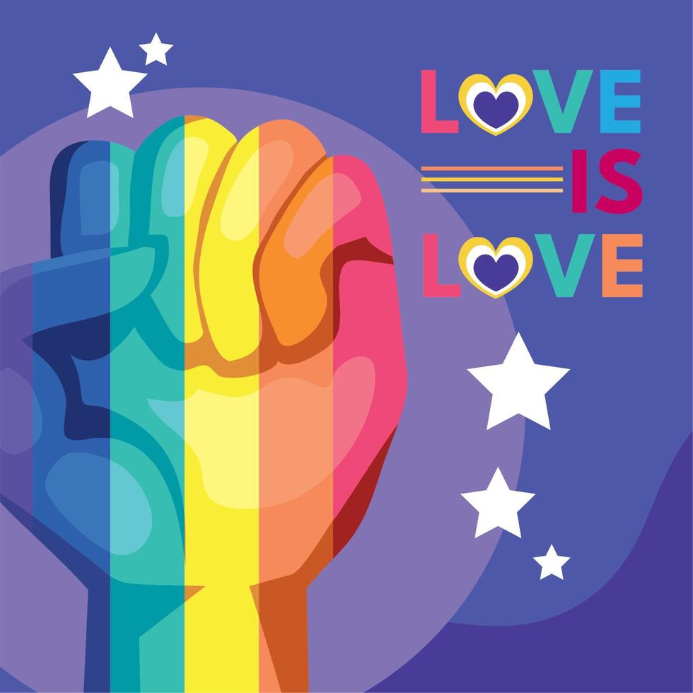 love is love lettering with fist vector