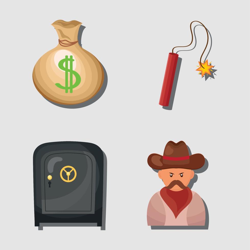 four wild west icons vector