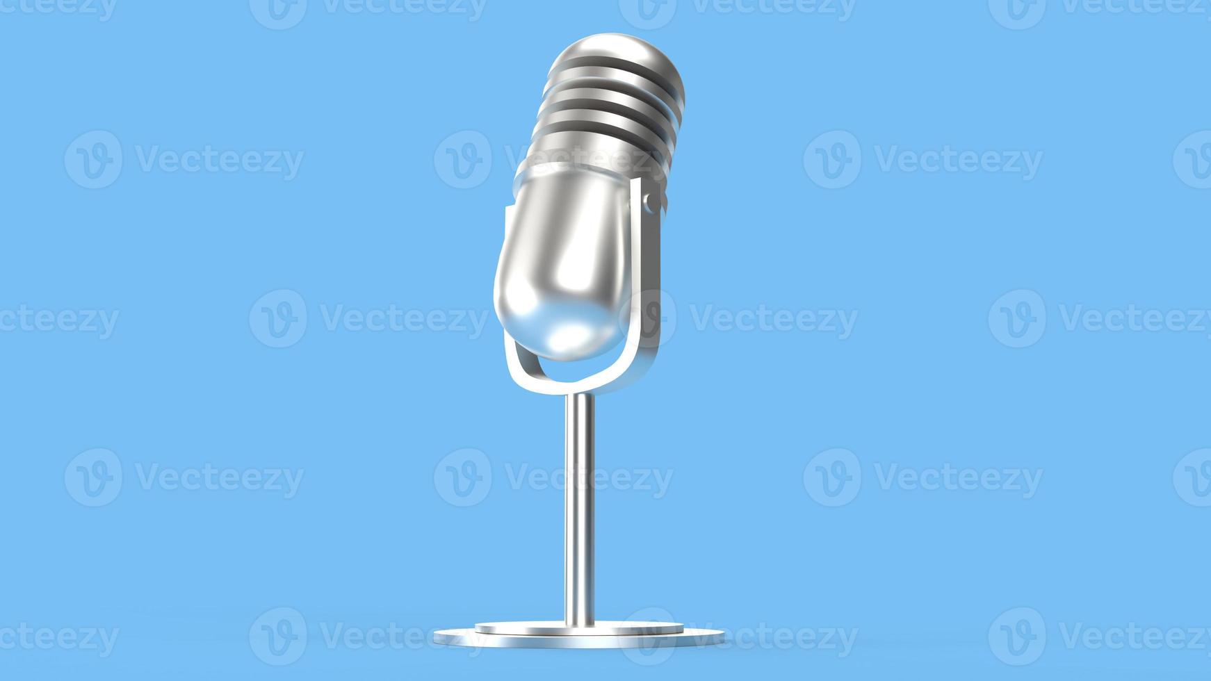 vintage mic on blue background 3d rendering for podcast  content. photo