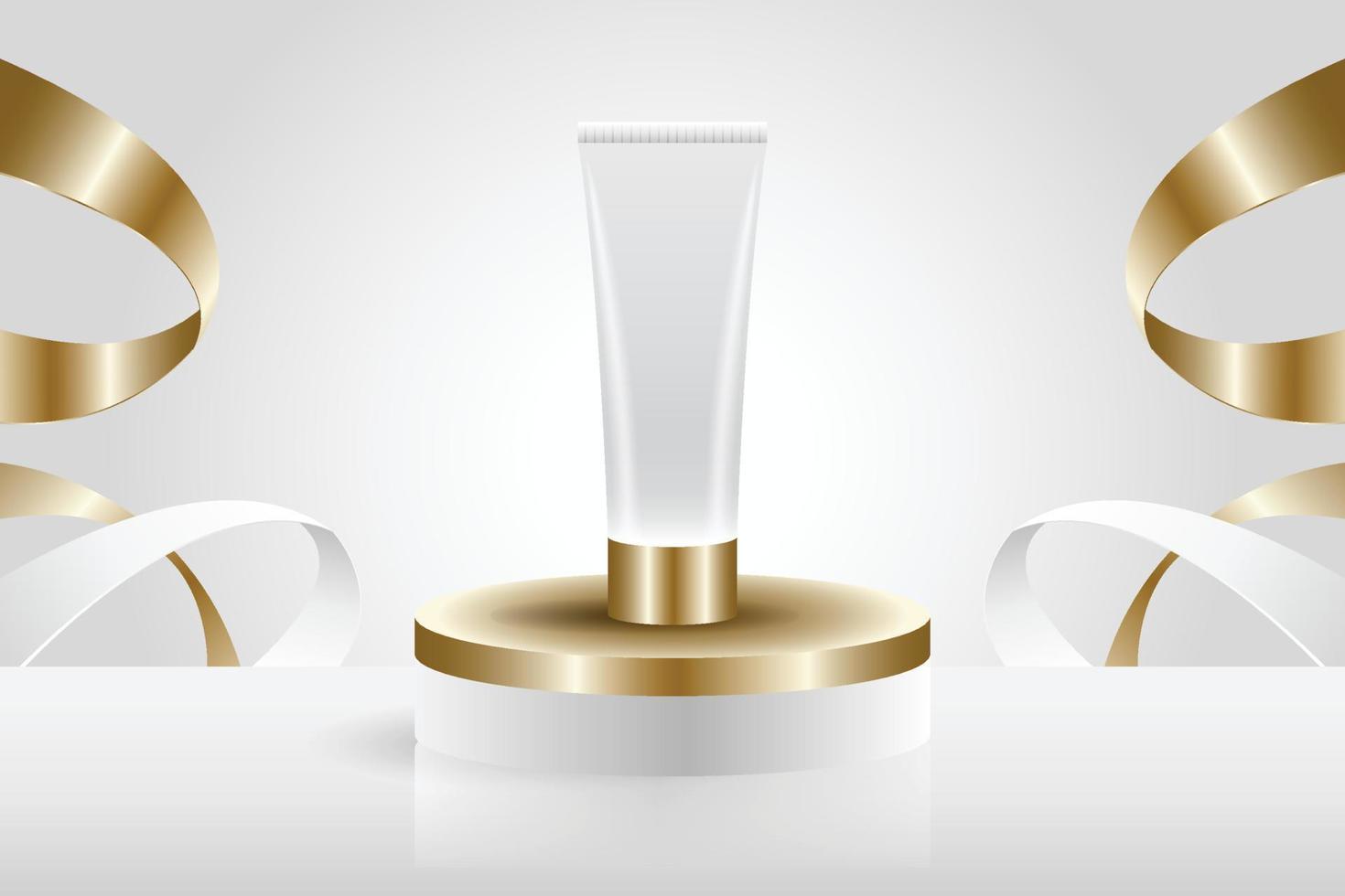 Beauty Golden Mock Up With Podium And Light vector