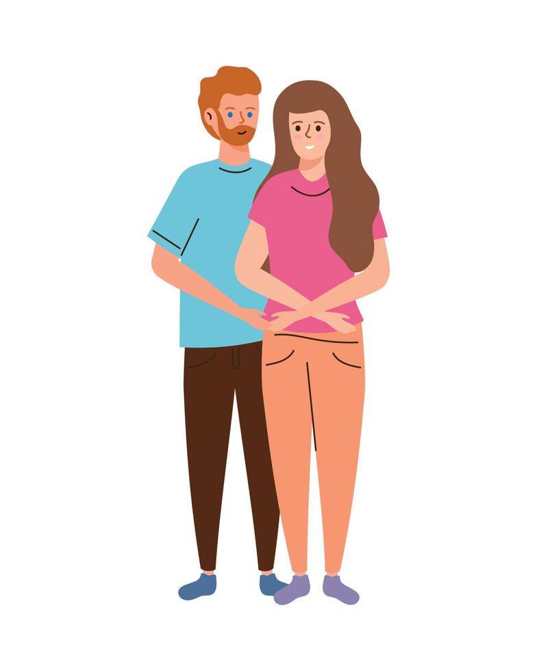 caucasian lovers couple vector