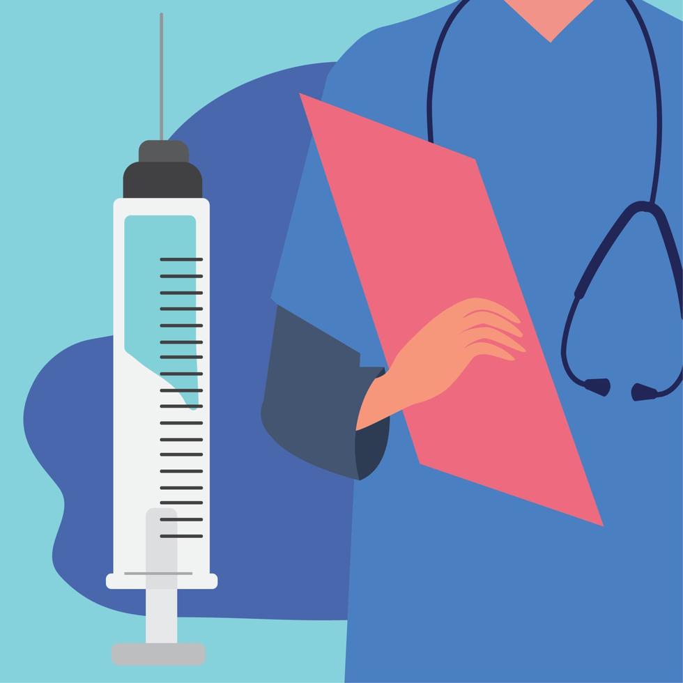 doctor with syringe and stethoscope vector