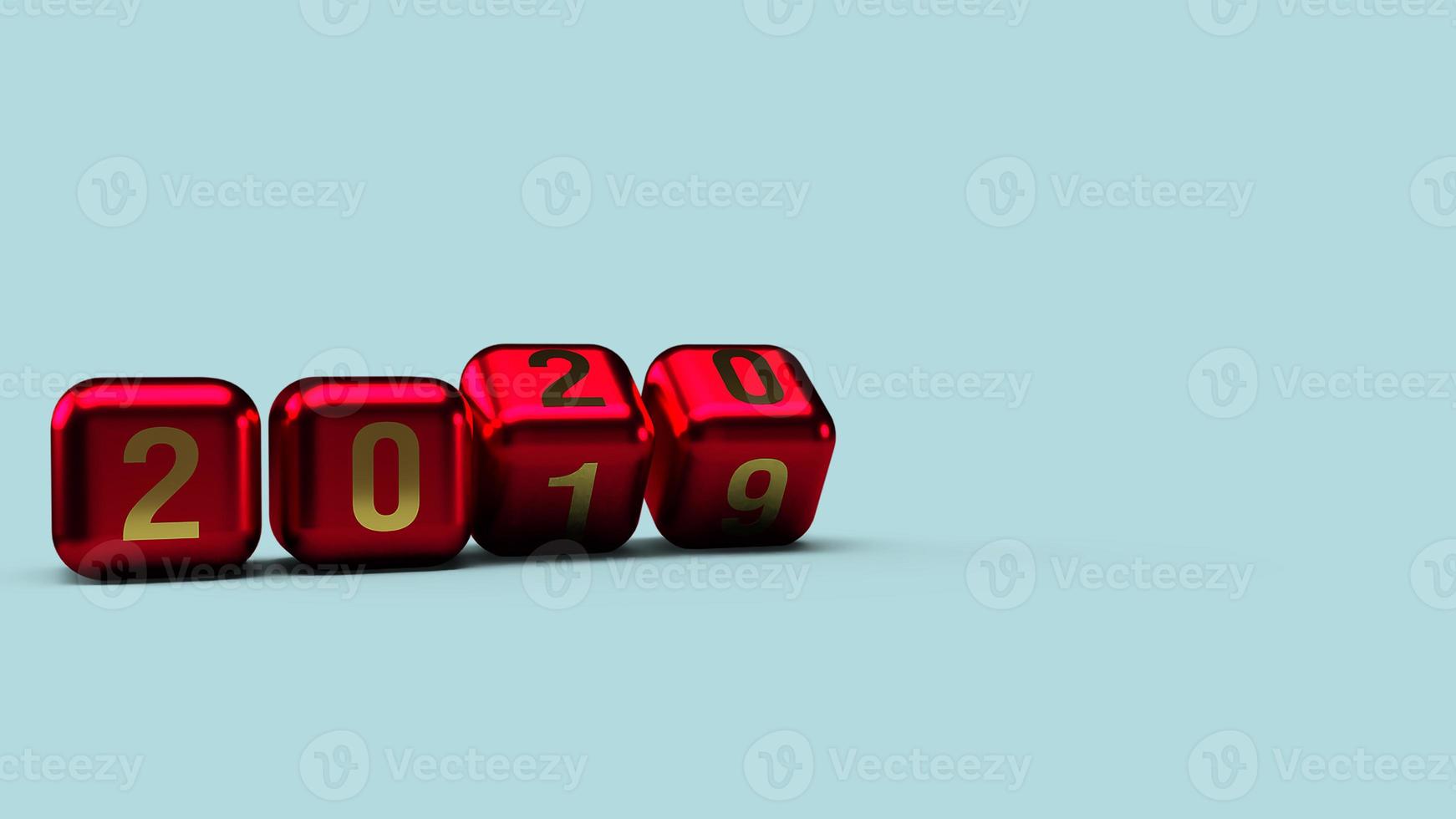 2020 gold number on cubes red Metallic color 3d rendering for new year content. photo