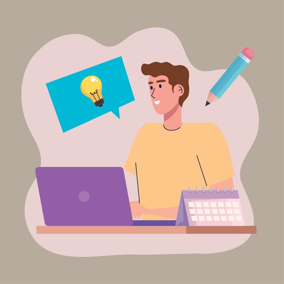 male designer using laptop vector