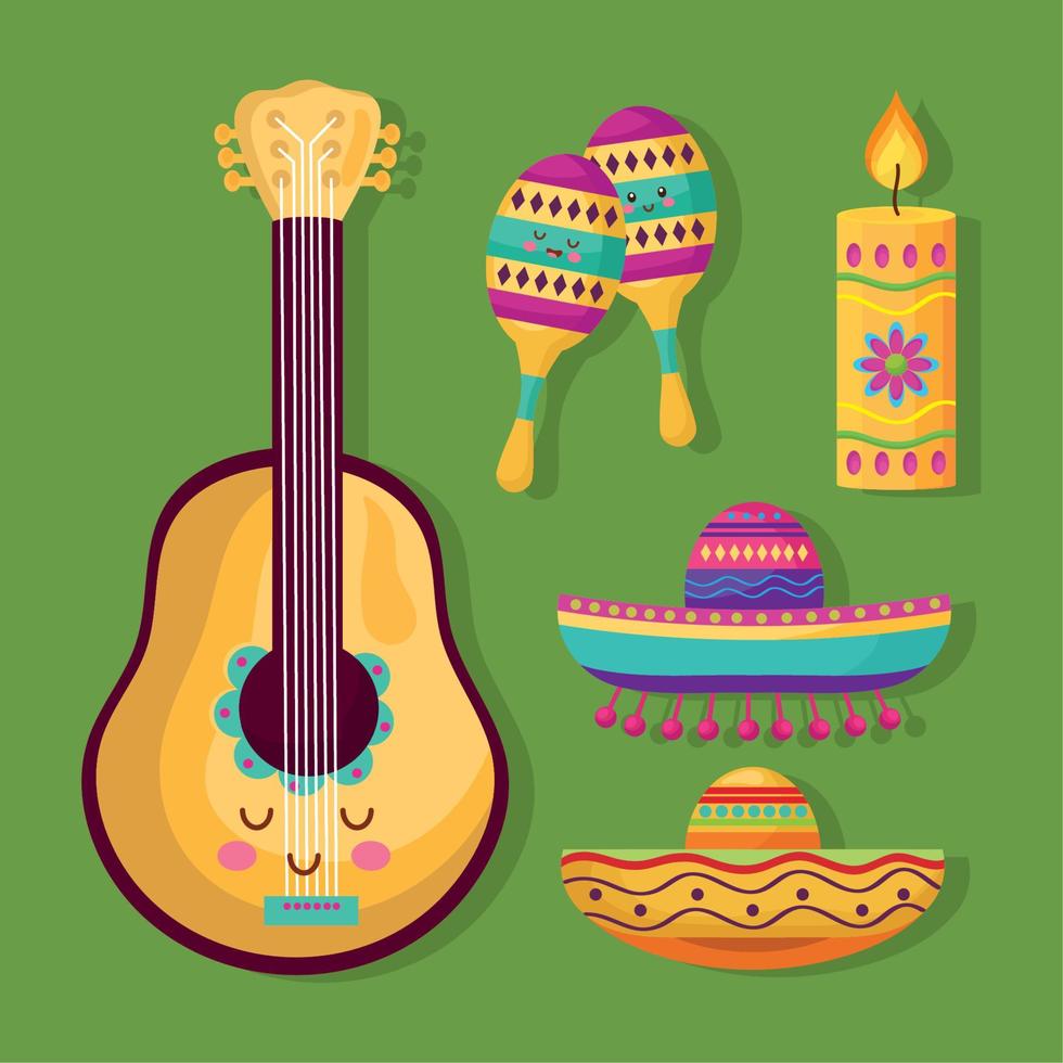 five cinco de mayo icons vector