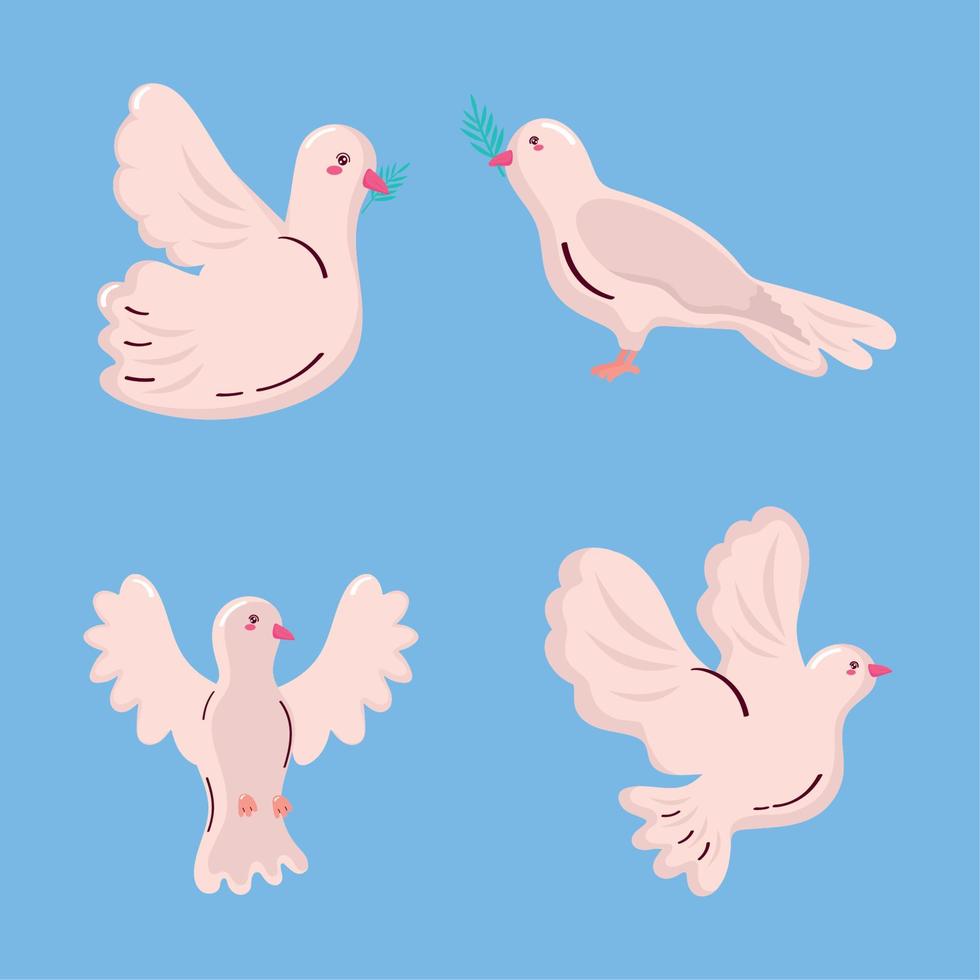 four peace doves animals vector