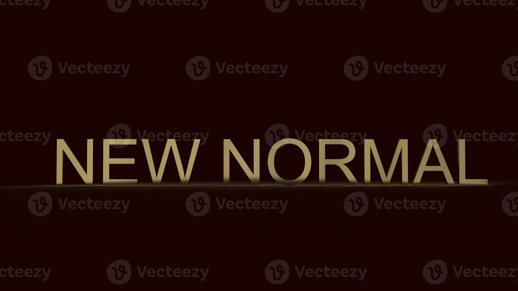 new normal text gold colour in dark 3d rendering for lifestyle change after virus crisis content. photo