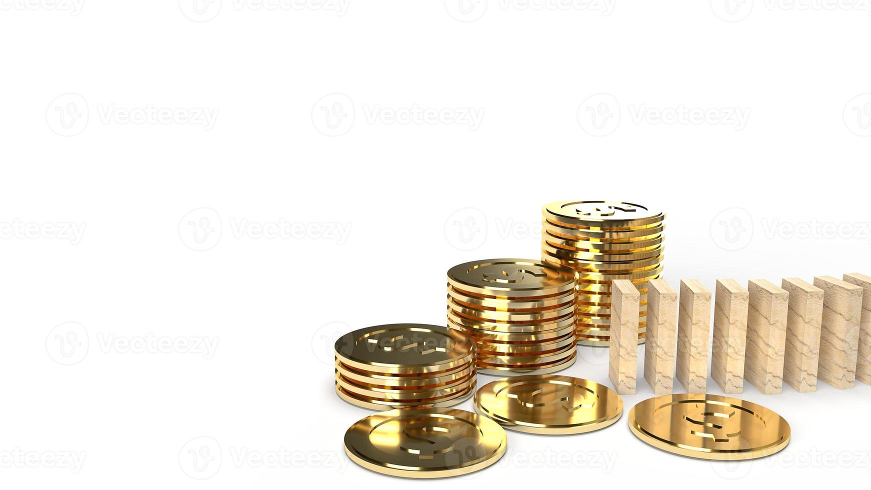 wood domino and gold coin 3d rendering abstract image for business content. photo
