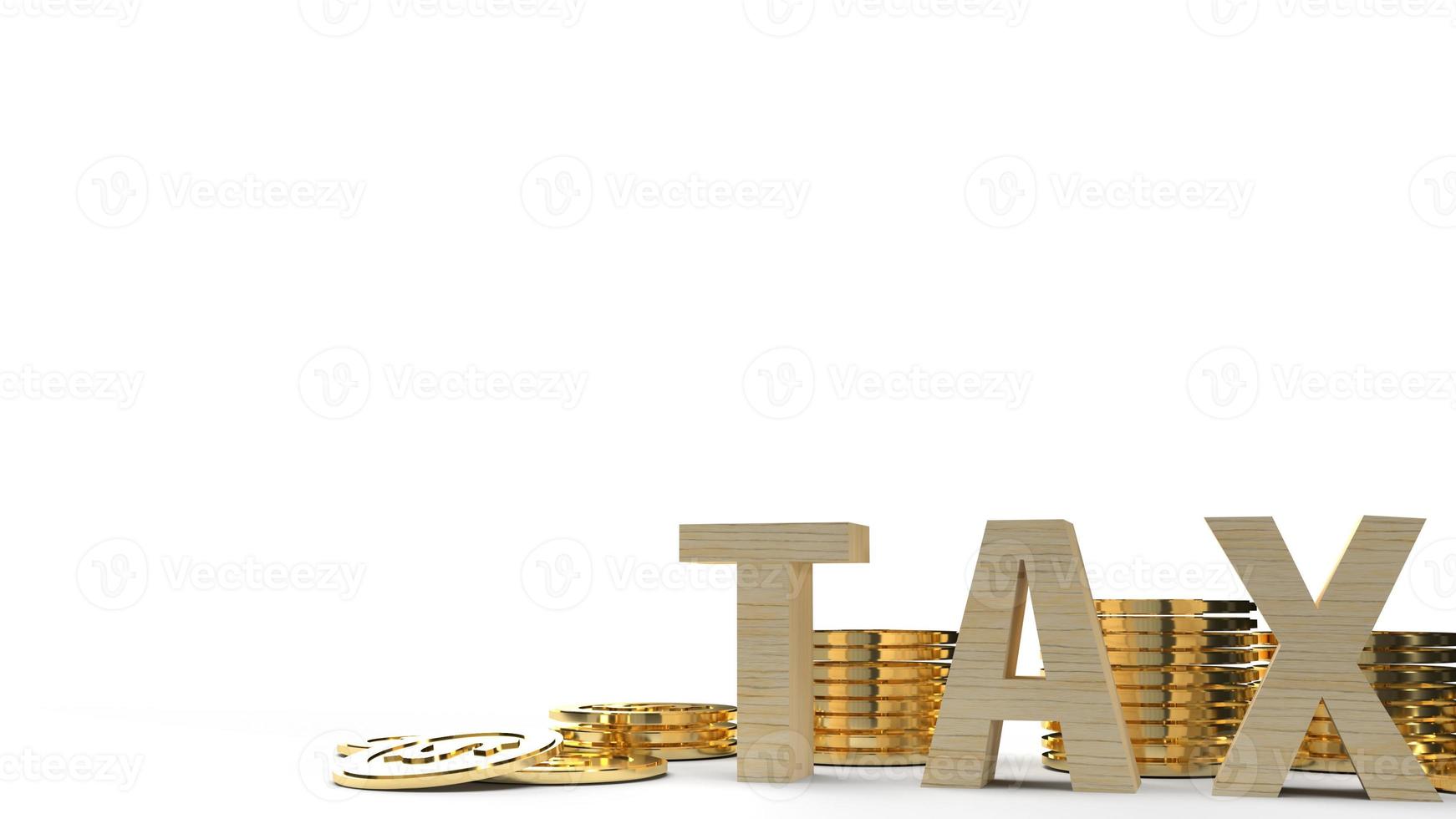 The wood tax and coin 3d rendering image for business content. photo