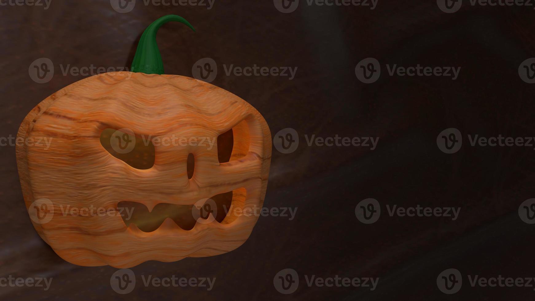 la linterna jack o en el fondo de cuero de vaca para la representación 3d de contenido de halloween. foto