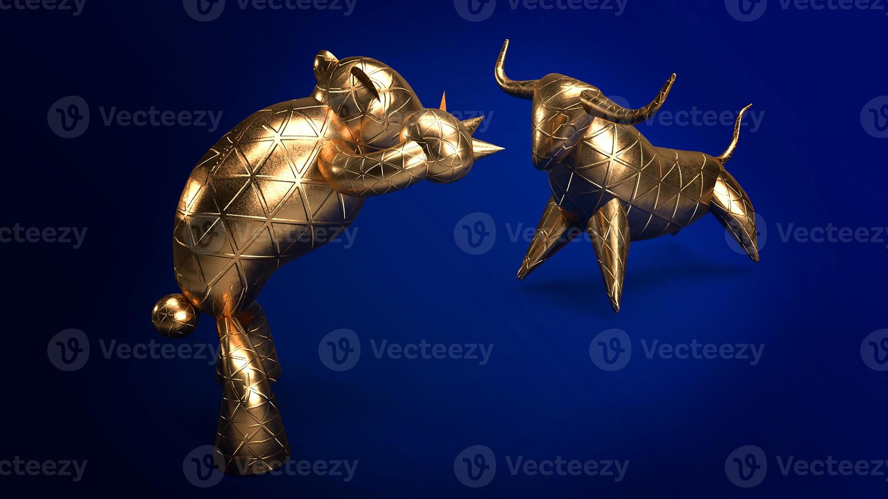 bull bear gold 3d rendering for business content. photo