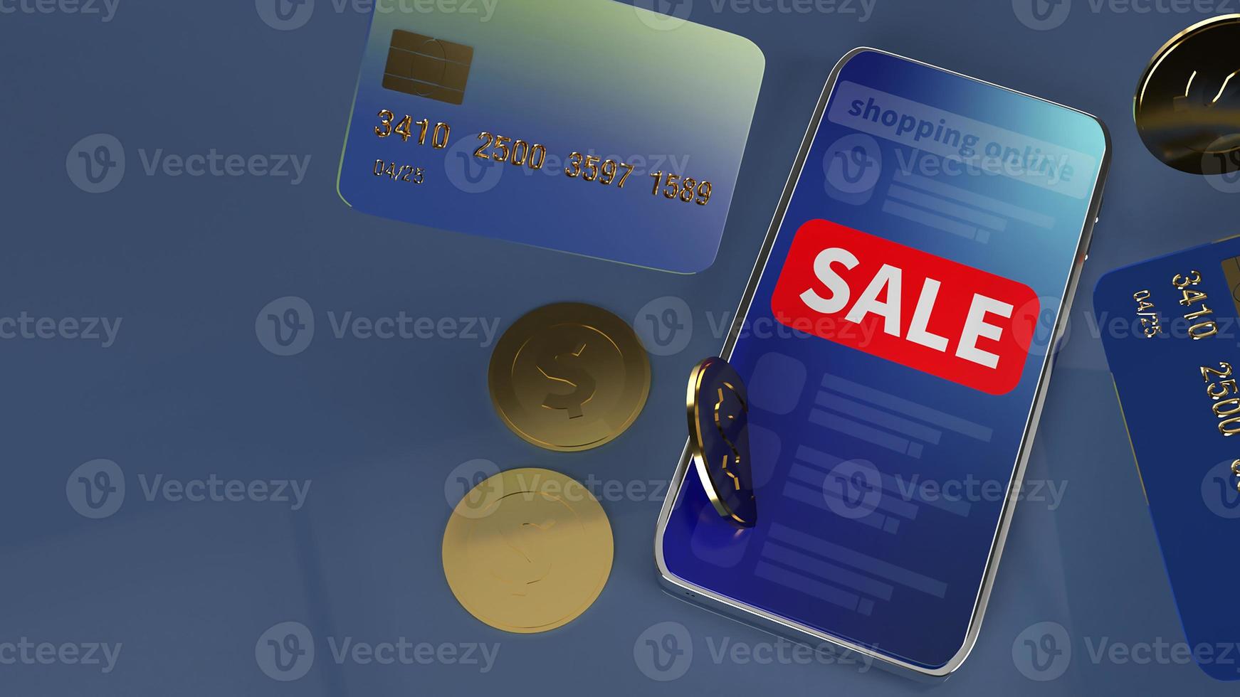 smartphone and credit card for shopping online concept 3d rendering photo