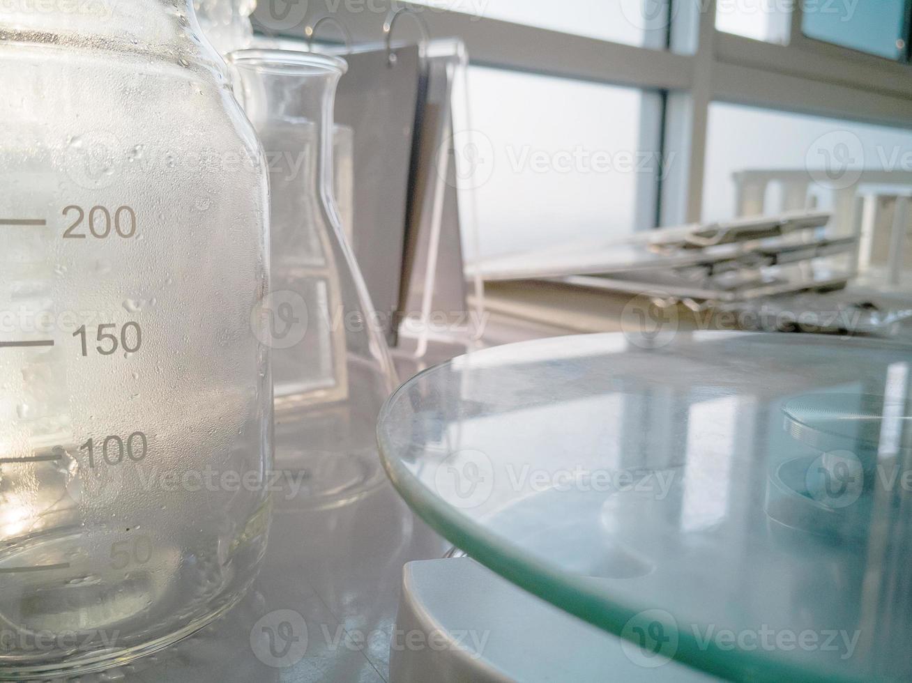 The scientist working at the laboratory image for idea sci background. photo