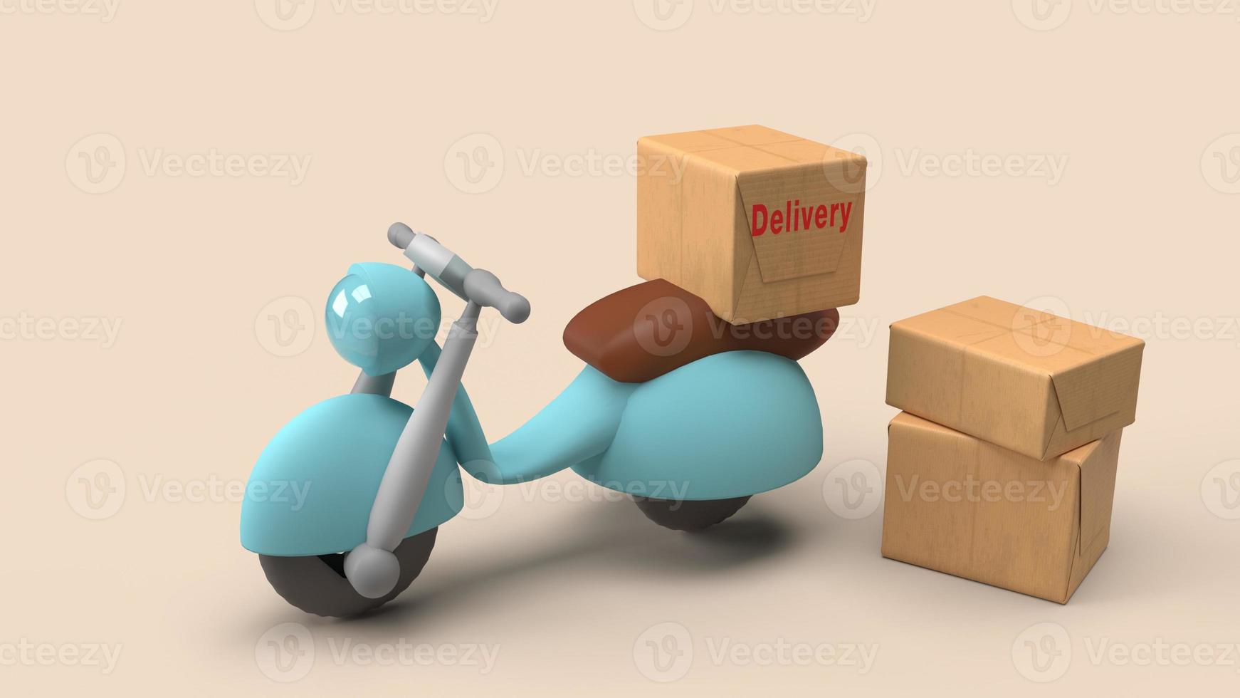 delivery send order with motors bike 3d rendering. photo