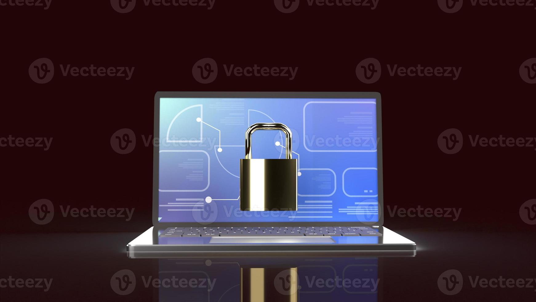 The notebook and master key 3d rendering for Computer security content. photo