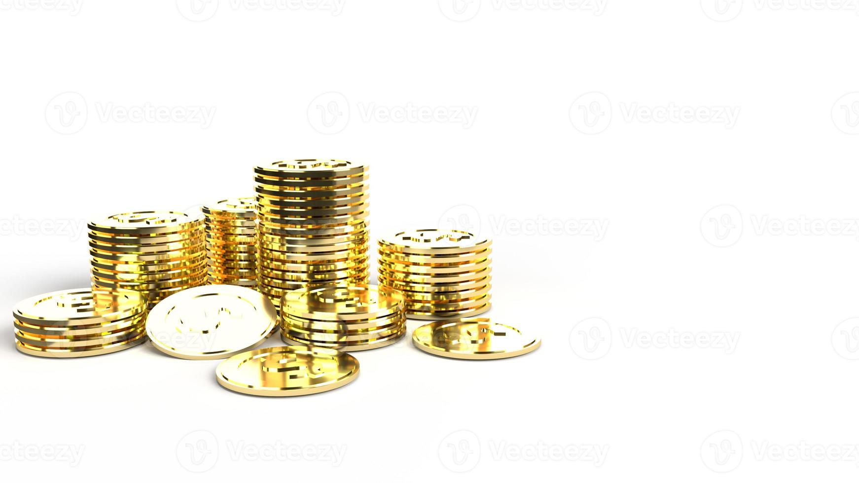 The  gold coins group 3d rendering on white background  for business content. photo