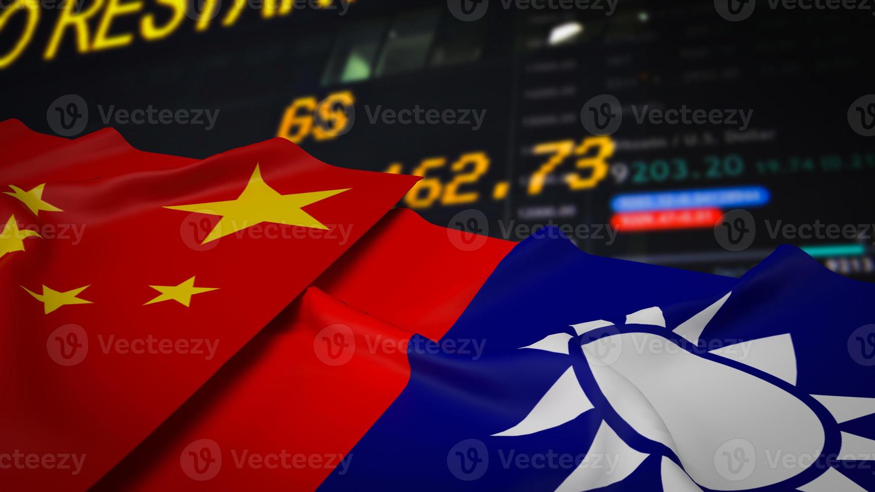 The china and Taiwan flag for business concept 3d rendering photo